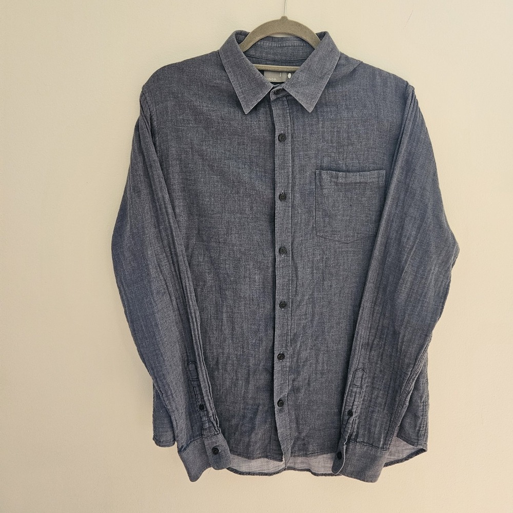 VINCE Men's Gray Button Up Long Sleeve Shirt - Medium Grey